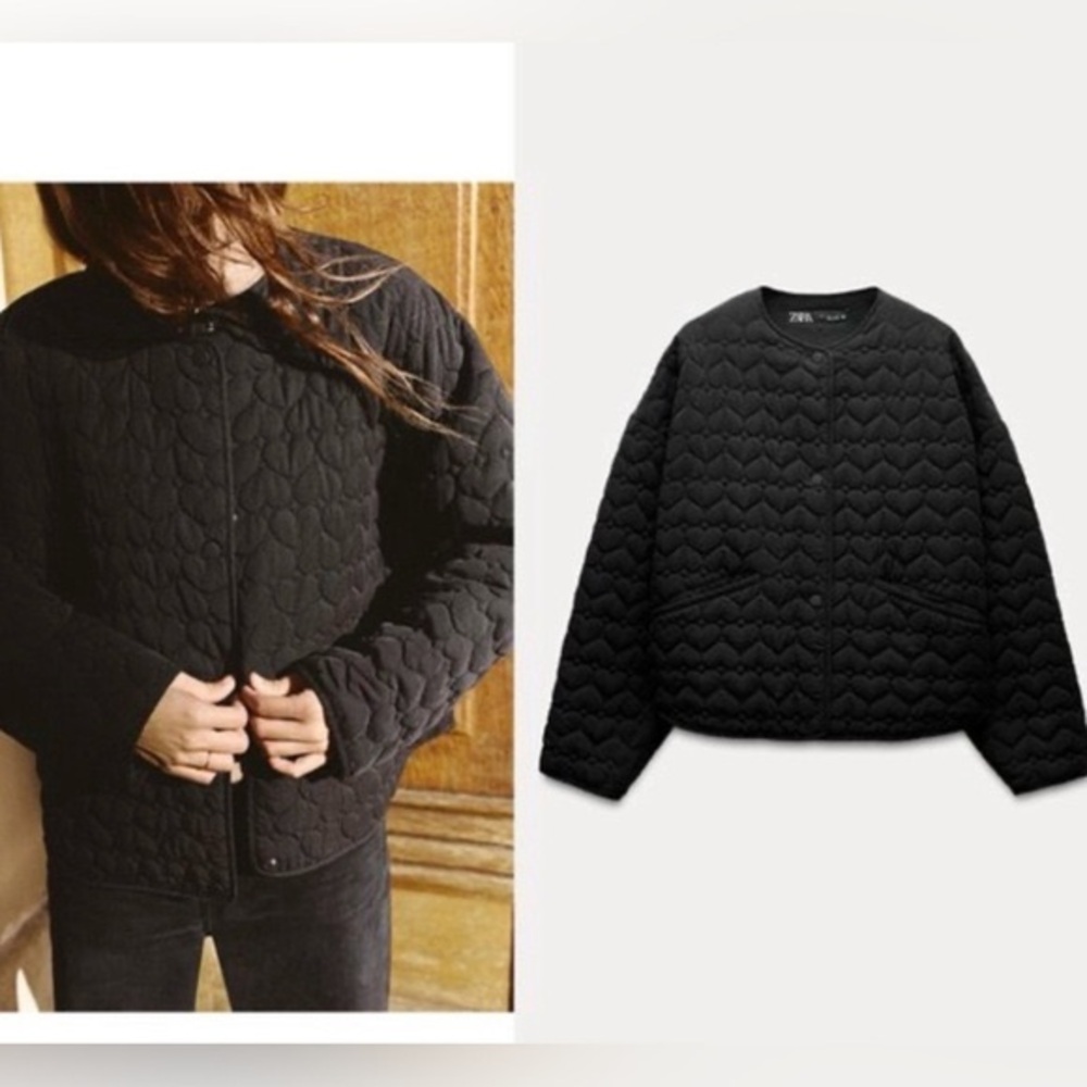 Zara HEART QUILTED BOMBER JACKET - RARE!